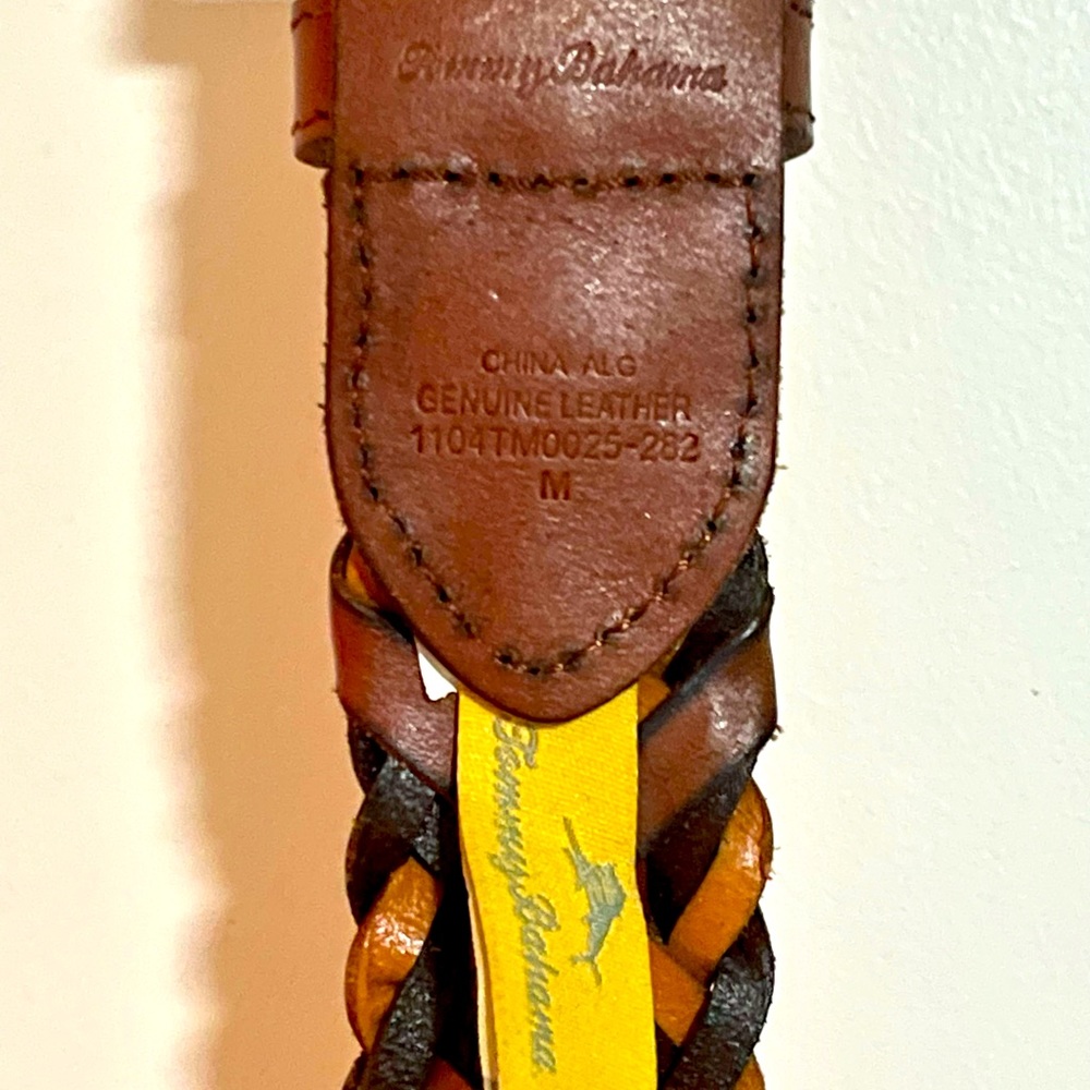 Tommy Bahama Mens Brown Leather Braided Belt